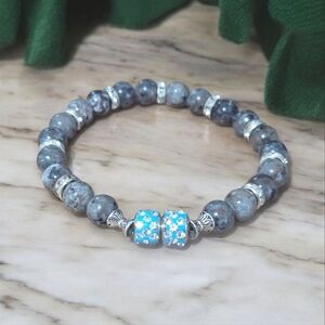 Handcrafted Flame Stone And Glass Bead Bracelet UV Reactive Stones